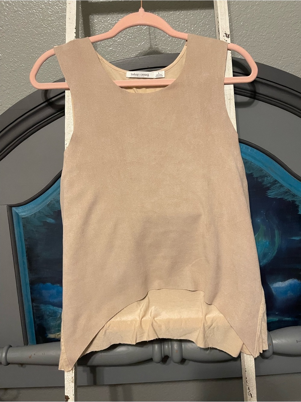 bishop + young taupe sleeveless high-low tank